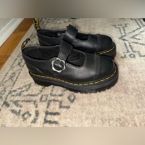 Dr. Martens Black Leather Dress Shoes with Mary Jane Style